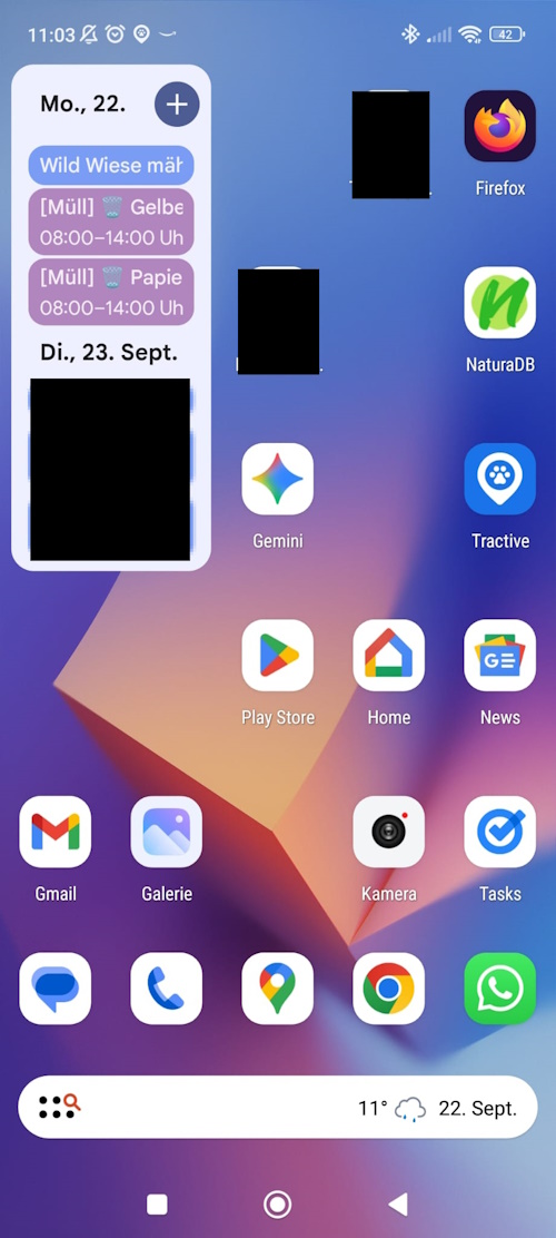 Beispiel: Abfallkalender integriert in Smartphone-Kalender